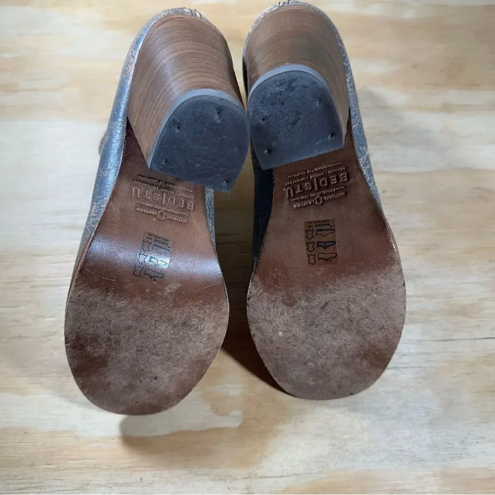 Bed Stu Onset Peep Toe Distressed Gray Ankle Booties Women’s Size 7